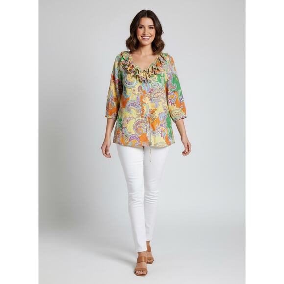 Lauren Ralph Lauren Multi-color Paisley Blouse Lightweight Womns 2X - Picture 1 of 12